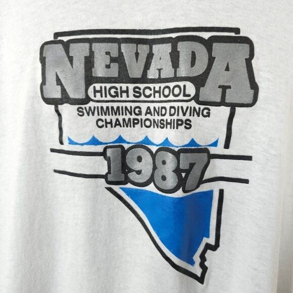 Vintage Swimming Diving T Shirt Mens Size XL 80s Nevada High School Championship - Picture 2 of 6